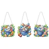 (US Only)3Pcs 2D/Flat DIY Easter Bunny Diamond Art Pendant DIY Home Decor Hanging Charm
