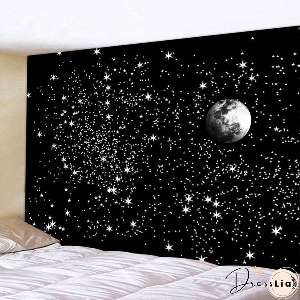 Black and white moon Mandala tapestry Bohemian decoration wall hanging bedroom psychedelic