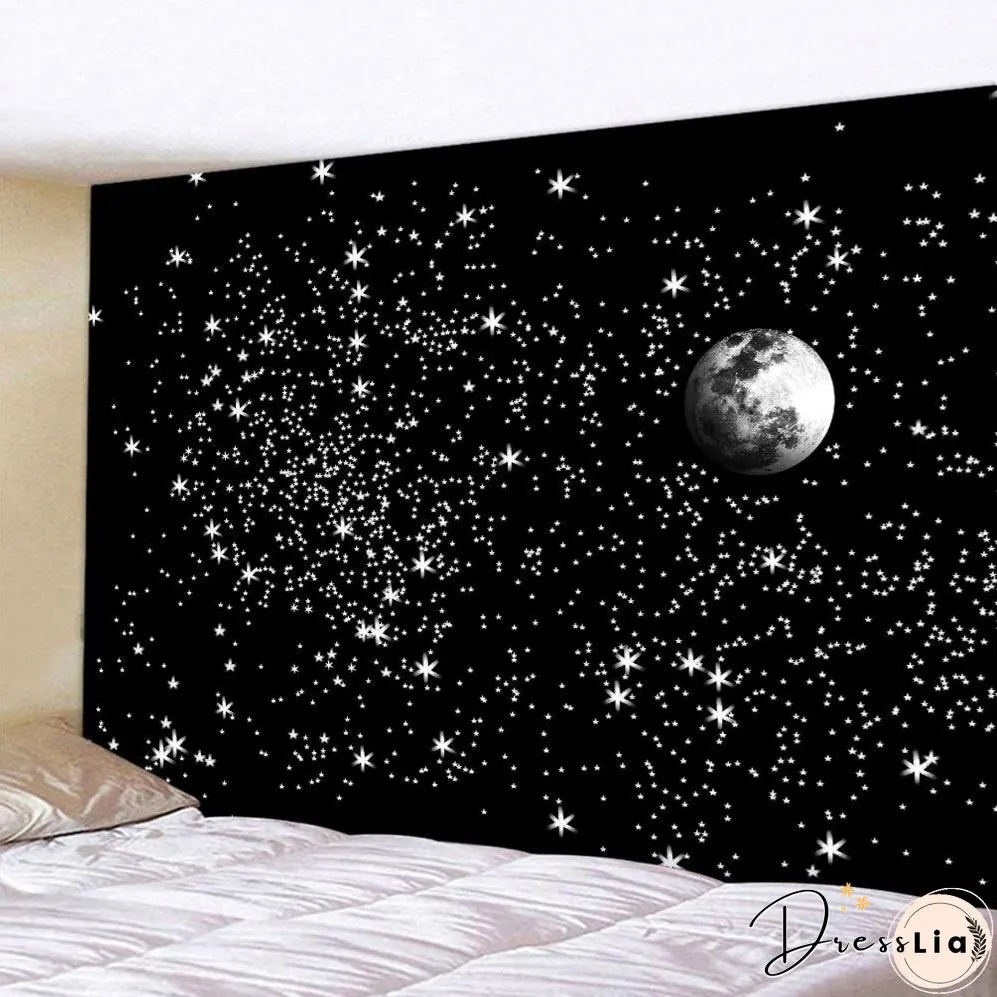 Black and white moon Mandala tapestry Bohemian decoration wall hanging bedroom psychedelic