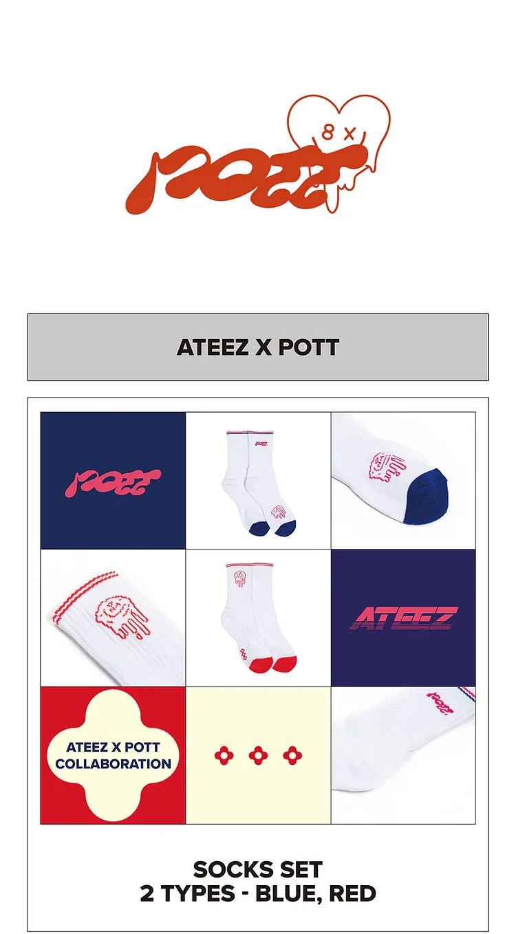 officialateezshop ATEEZ Collaboration POTT. Logo Graphic Sock Set