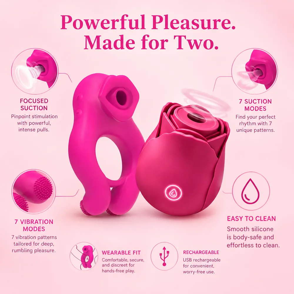 Wild Weekend Mega Couple's Sex Toy Kit - Vibe Ring & Rose Suction Toy
