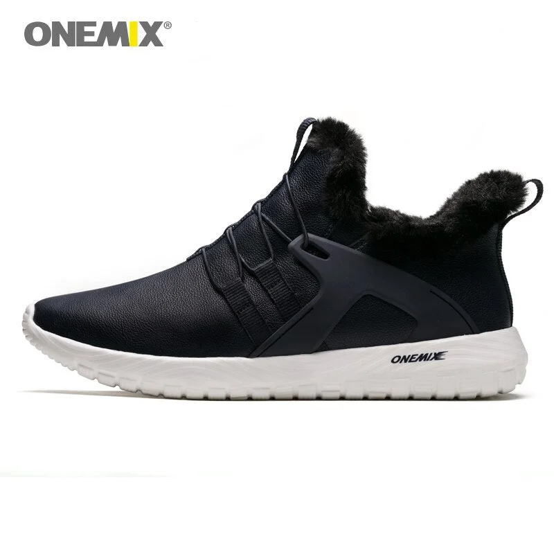ONEMIX Anti season clearance Men Boots Casual Winter Sneakers Leather Vintage Comfortable Plush Snow Ankle Boots Walking Shoes