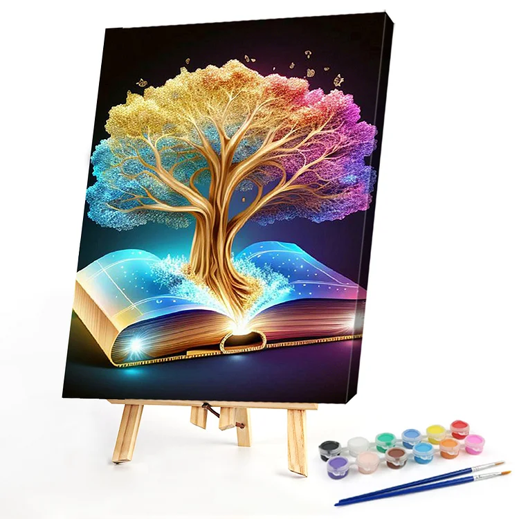 Oil Paint By Numbers - Tree Of Life In Book - 40*50CM