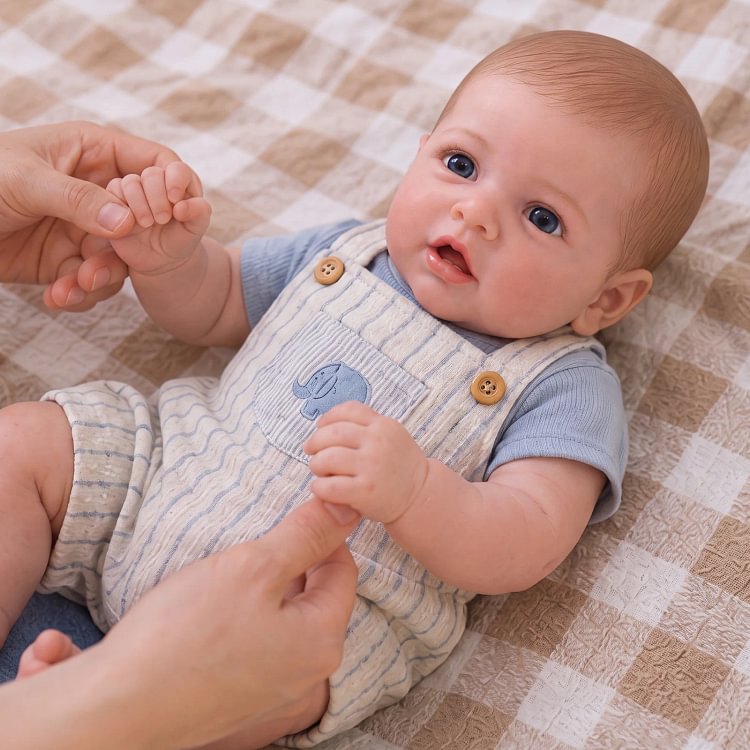 [Pre-Order]Babeside Merritt 12&rdquo;/16&rdquo; Silicone Reborn Boy Doll &ndash; Hand-Painted Hair, Blue Eyes & White-Blue Overalls