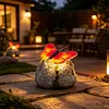 Solar Butterfly Garden Statue Waterproof Imitation Stone Landscape Light for Outdoor Yard Patio Decor for Women Mom Grandma