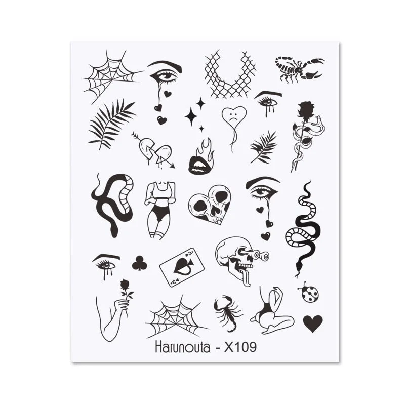 Harunouta Cool Geometrics Pattern Water Decals Stickers Flower Leaves Slider For Nails Spring Summer Nail Art Decoration DIY-Nail Inspo