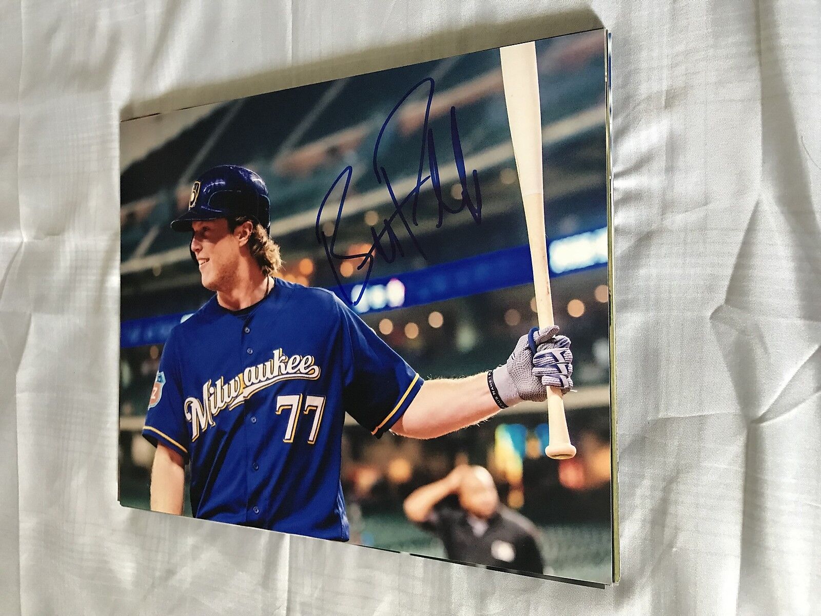 BRETT PHILLIPS MILWAUKEE BREWERS SIGNED AUTOGRAPHED 8X10 Photo Poster painting W/COA 9