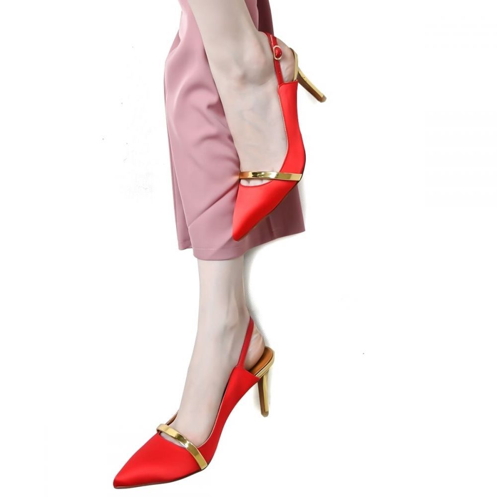 Satin Heels Pointed Toe Heels Slingback Heels