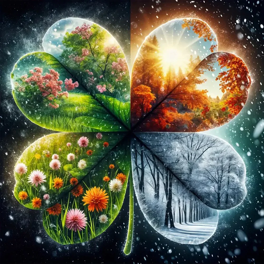 🔥Hot Sale 49% Off🔥Diamond Painting-5D Full Round Drill Four Leaf Clover(40*40 CM)