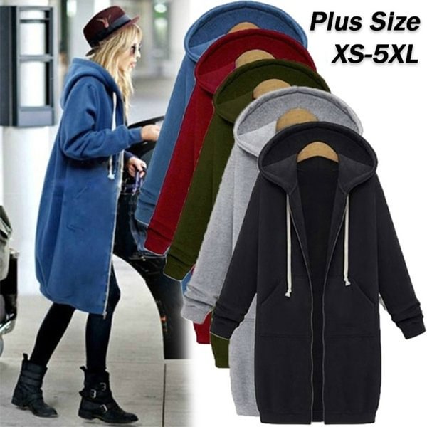 Plus Size Autumn Winter Women Cardigan Extra Long Thicken Velvet Jacket Loose Hoodie Coat - Shop Trendy Women's Fashion | TeeYours
