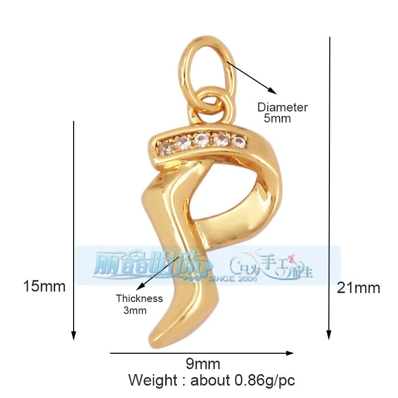 1 Piece 15 * 19mm Hole 5~5.9mm Copper Zircon Letter Heart Shape Pendant Jewelry Accessories
