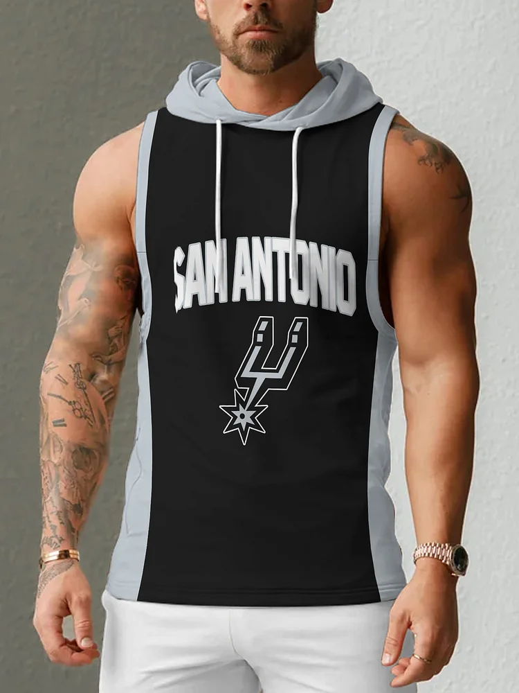 San Antonio Spurs  Men's Casual Comfy Sleeveless Hooded Tank Top