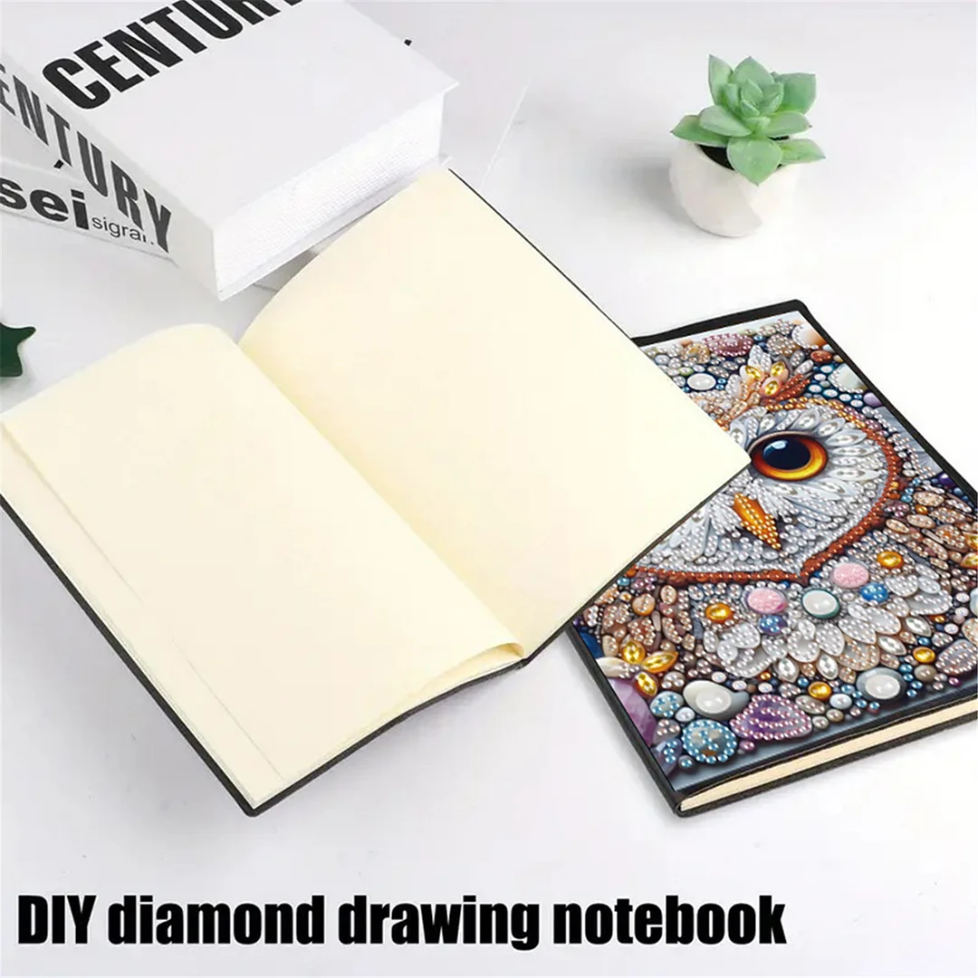2pcs Owl Partial DIY 50 Pages A5 Diamond Painting Notebook for Study Drawing