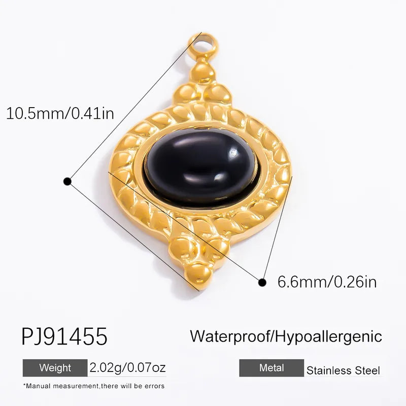 1 Piece 6.7*9.9mm 304 Stainless Steel Natural Stone Geometric Pendant Jewelry Accessories