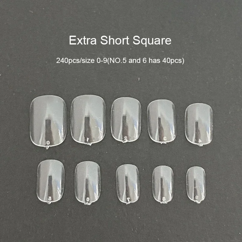 Gel Nails Extension System Full Cover Sculpted Clear Stiletto Coffin False Nail Tips 240pcs/bag-Nail Inspo