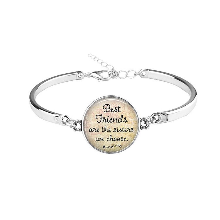 For Friends - Best Firends Are Sisters We Choose Glass Charm Bracelet