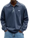 Men's Retro Washed Distressed Cotton Lapel Polo Shirt