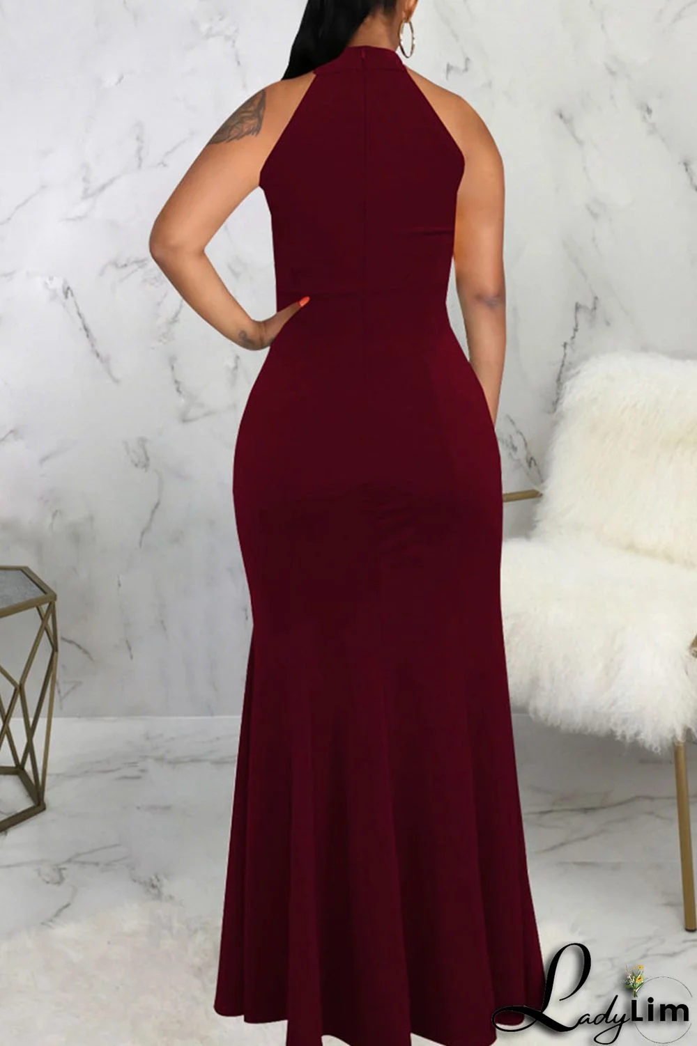 Dark Green Elegant Solid Patchwork Half A Turtleneck Evening Dress Dresses