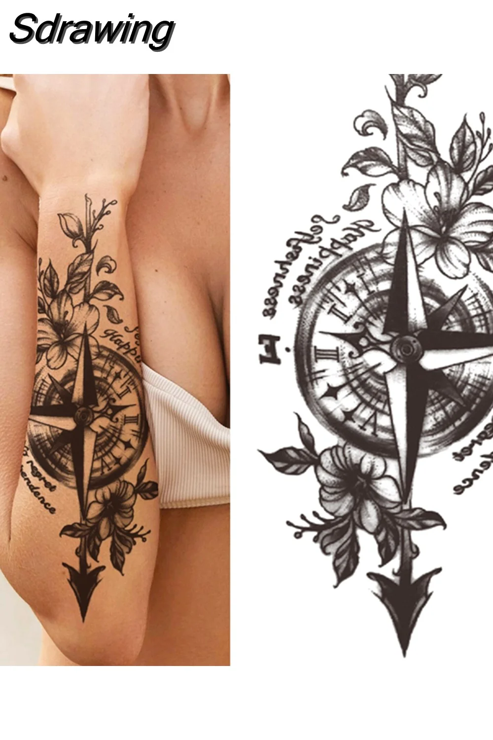 Sdrawing Forest Tattoo Sticker For Men Women Children Tiger Wolf Death Skull Temporary Tattoo Fake Henna Skeleton King Animal Tatoo 521-0