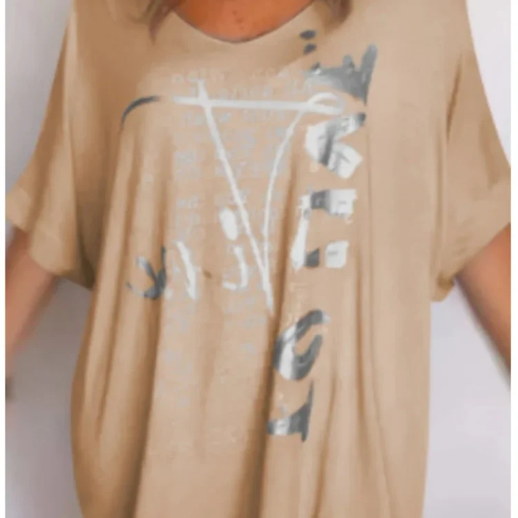 🎁T-shirt ample imprimé à col en V pour femme