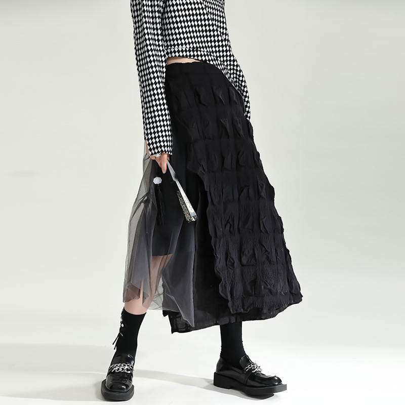 Personalized Irregular Splicing Mesh Skirt