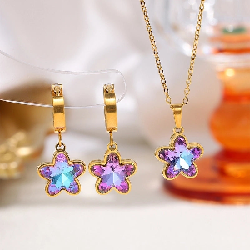 Casual Elegant Minimalist Heart Shape Flower Butterfly 304 Stainless Steel Earrings Necklace
