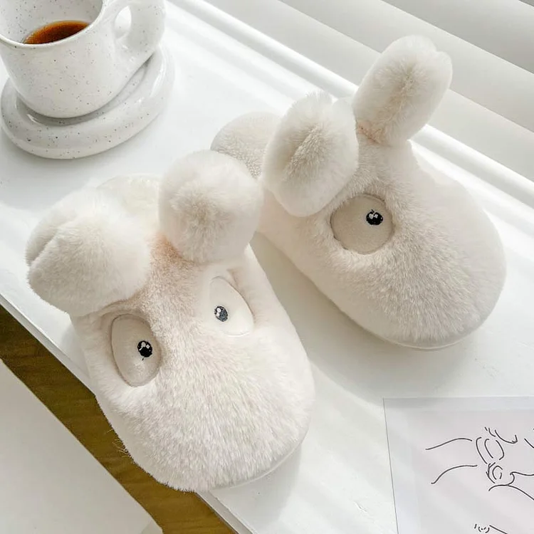 Lovely Bunny Ears Plush Slippers - Modakawa Modakawa