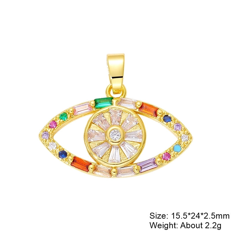 Classic Style Streetwear Cross Devil’s Eye Copper Plating Inlay Zircon 18k Gold Plated Charms