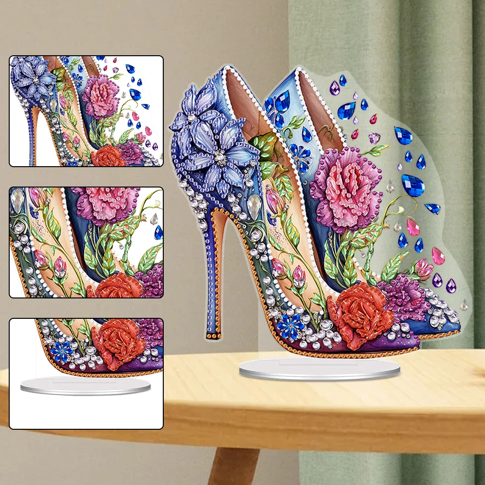 DIY High Heels Special Shape Acrylic Diamond Painting Tabletop Ornaments Kit Home Decor