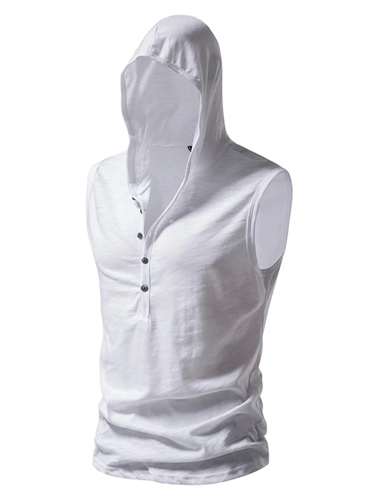 Men's Hooded Casual Basic Short Sleeve Lightweight Bamboo Cotton T-Shirt Vest Mens