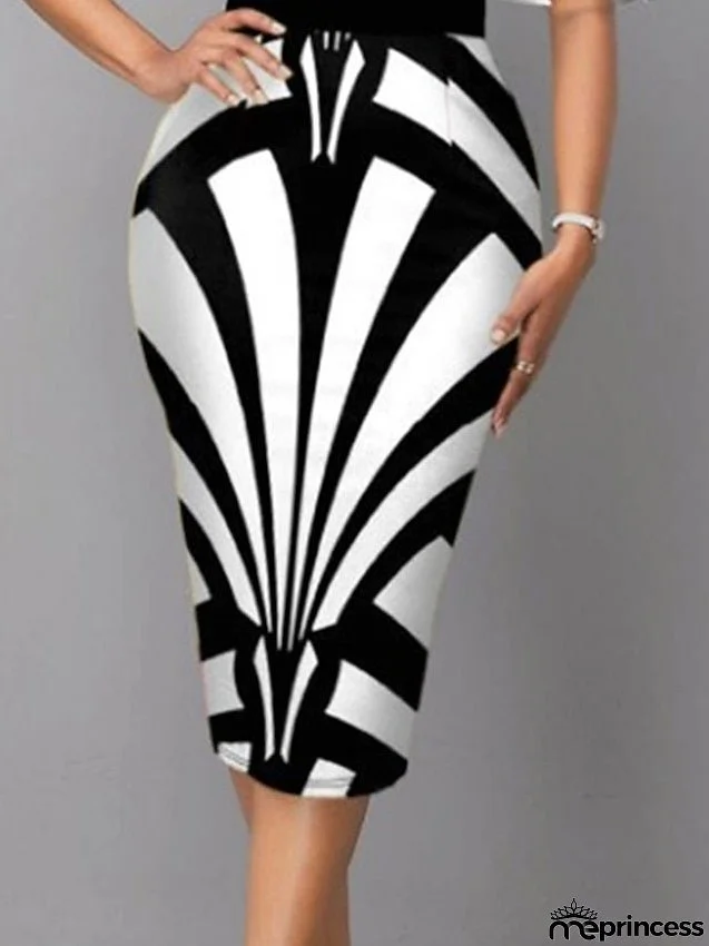 Work Dress Sheath Dress Semi Formal Dress Fashion Flared Sleeve Midi Dress Ruffle Print Crew Neck Half Sleeve Color Block Sunflower Slim White Red Summer Spring S M L XL XXL for Women