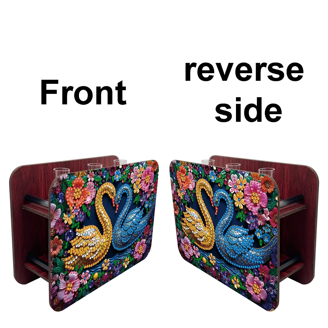 Swan DIY Flower Vase Wooden Double Sided Desktop Diamond Art Kit for Home Decor