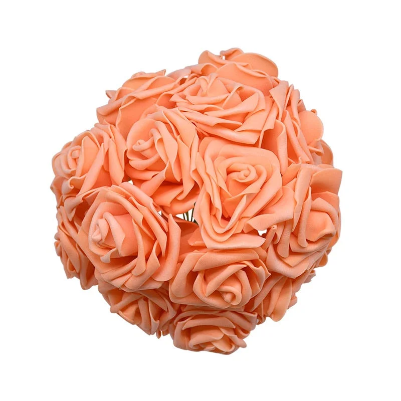 24Pcs/lot Artificial Rose Bouquet Decorative Foam Rose Flowers Bride Bouquets for Wedding Home Party Decoration Wedding Supplies