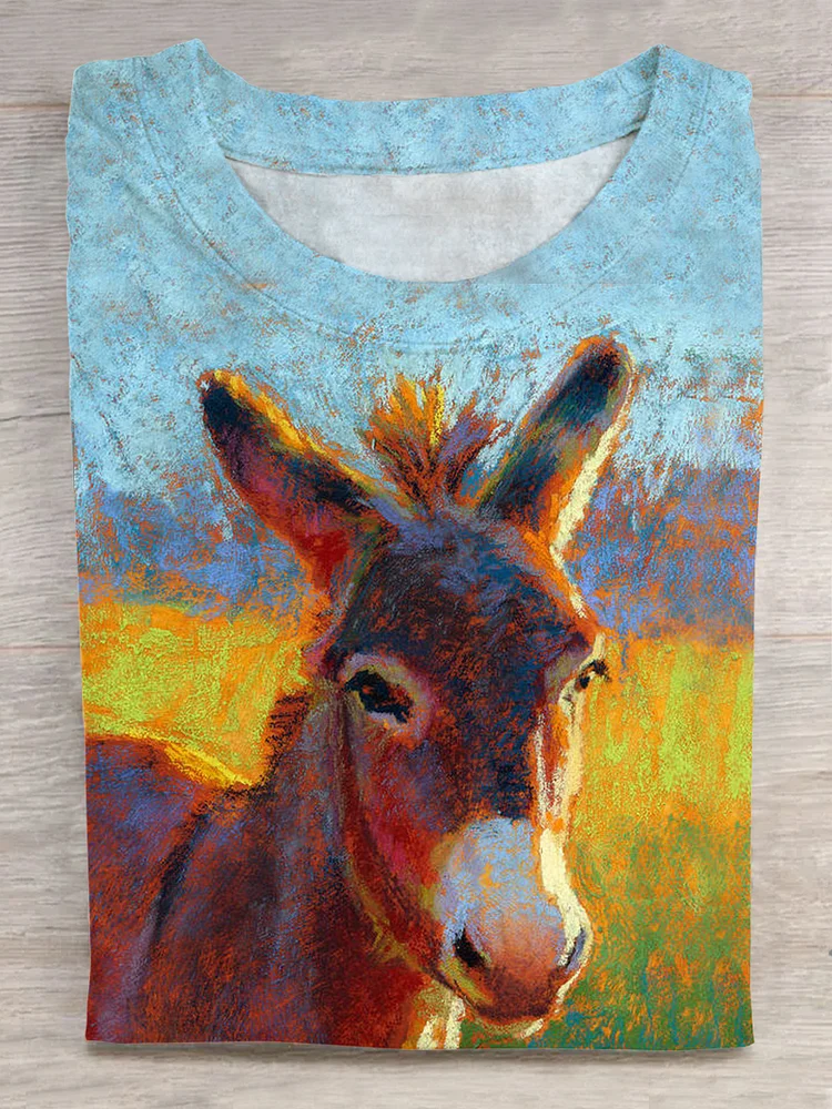 Funny Donkey Art Print T-shirt