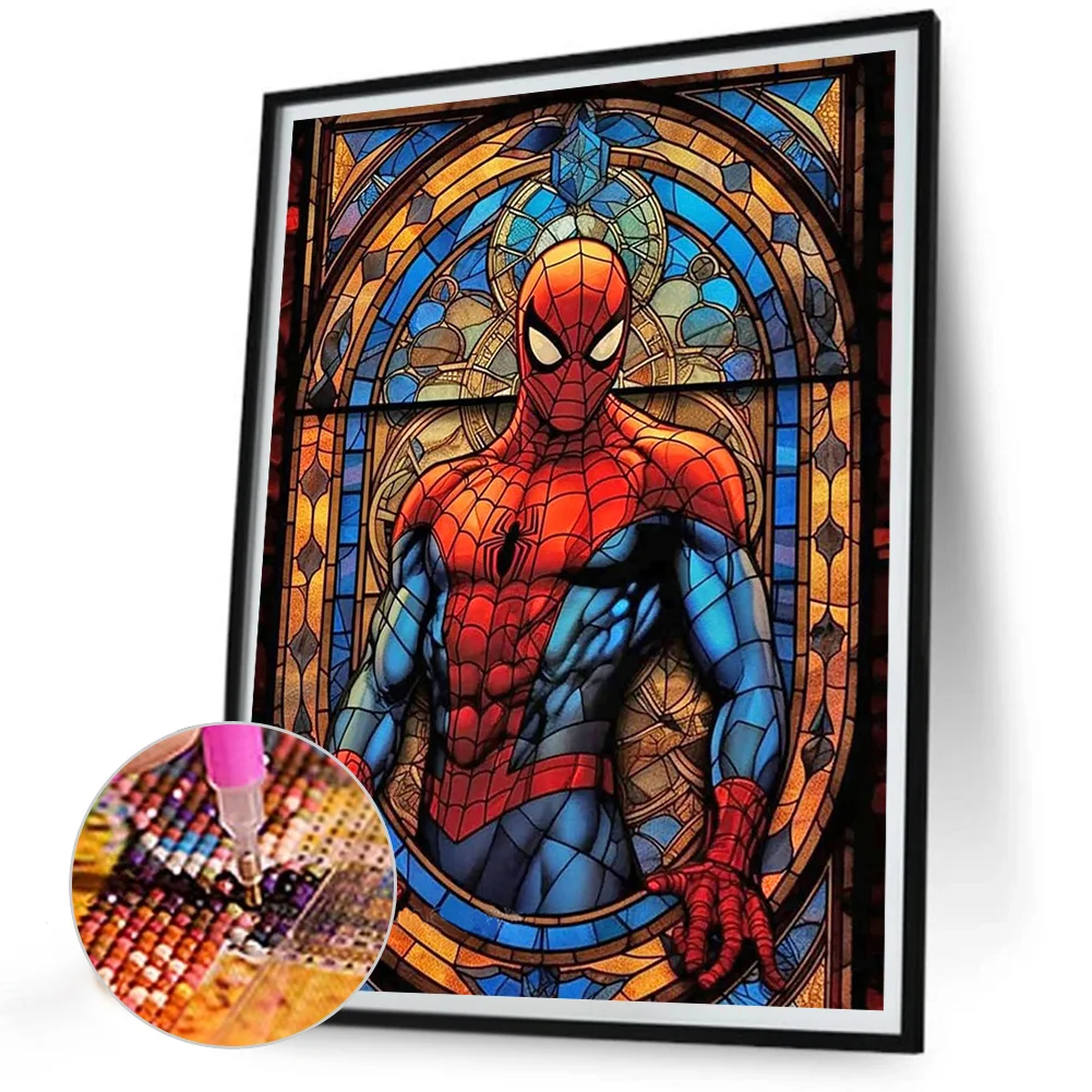 Diamond Painting - Full Round Drill - Stained Glass Spider Man(Canvas|30*40cm)