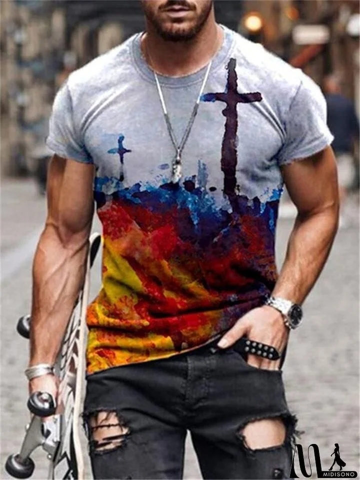 MidiSono - Cross Printing Christian T-shirts for Men