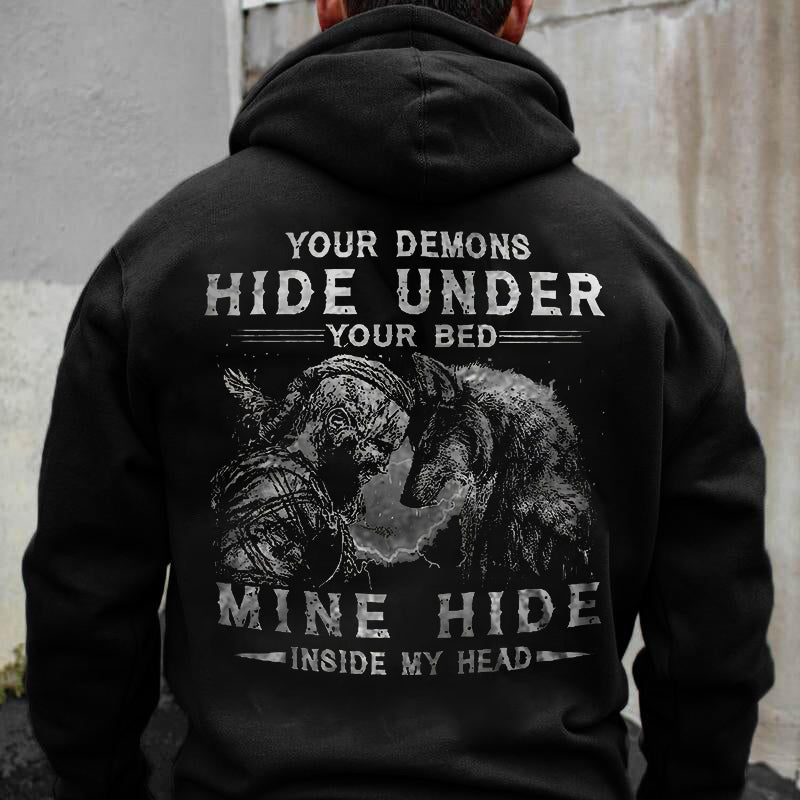 Your Demons Hide Under Your Bed Print Men???¡§o?¡§¡§s Hoodie WOLVES