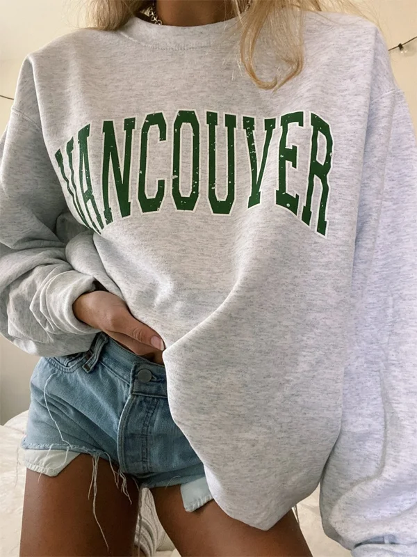 Green Letter Print Crew Neck Sweatshirt