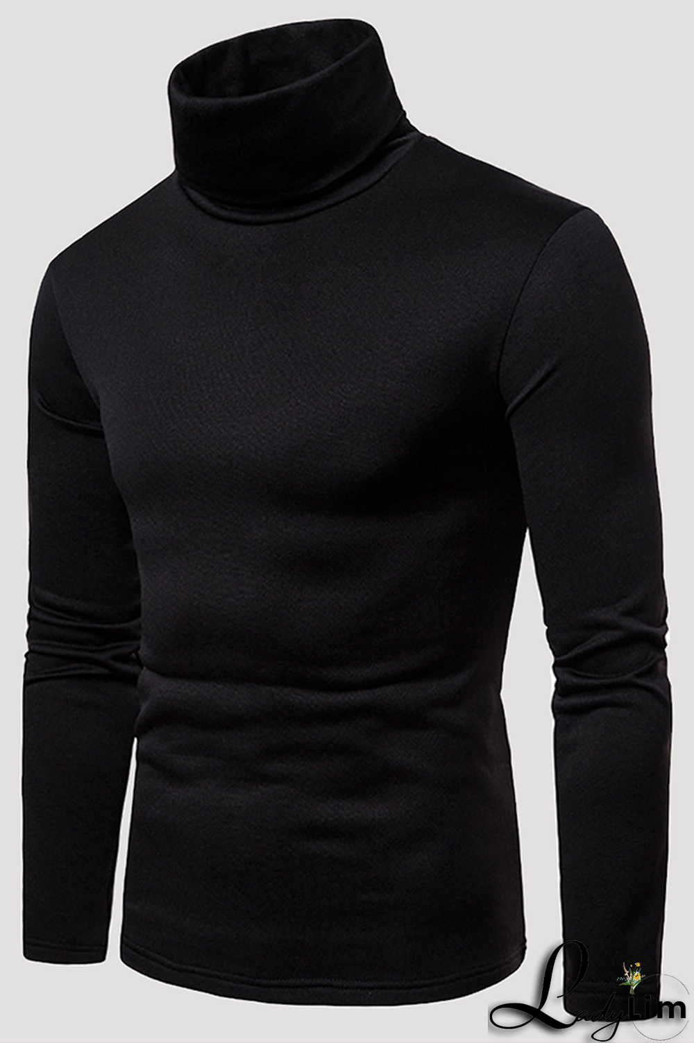 Navy Blue Fashion Casual Solid Split Joint Basic Turtleneck Tops