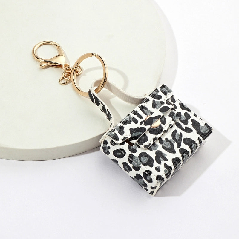 Minimalist Leopard Pu Leather Unisex Bag Pendant Keychain
