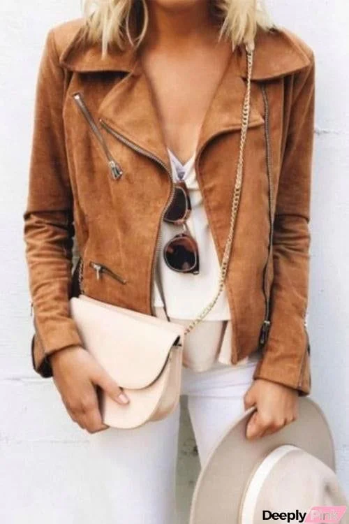 Zipper Suede Fringe Jacket