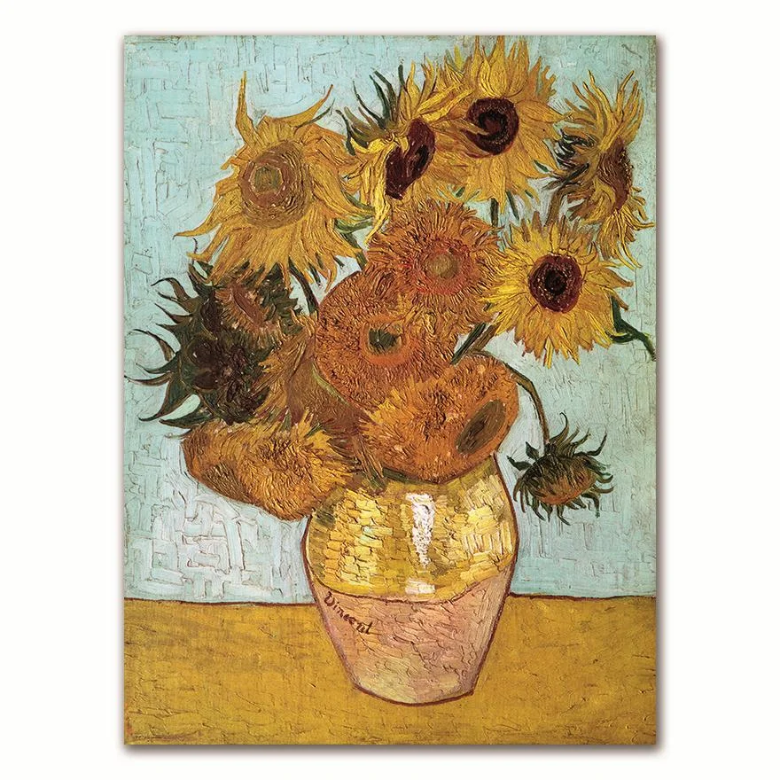 Van Gogh Oil Painting Works Sunflower Apricot Abstract A4 A3 A2 Canvas Art Print Poster Picture Wall House Decoration Murals
