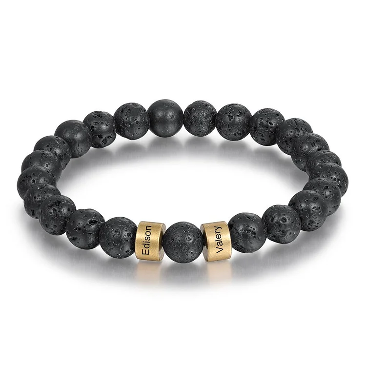 Black Onyx Men Bead Bracelet Personalized Beaded Warp Bracelet Gift For Him