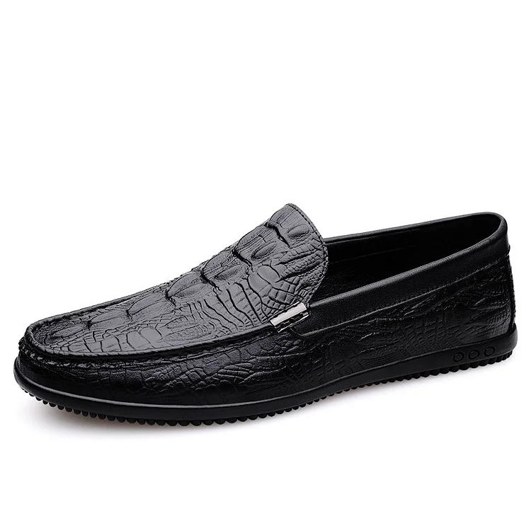 Gregorysupply New Design Four Season Men Fashion Shoes Slip on Flat Shoes Crocodile Pattern Men Casual Shoes Genuine Leather Men Loafers Shoes