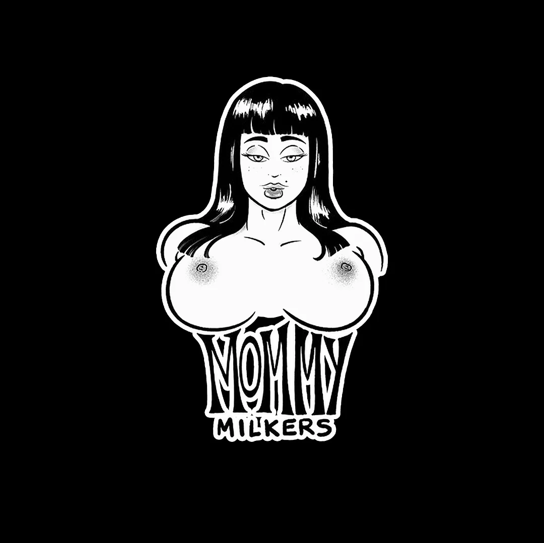 MOMMY MILKERS Lady with Big Boobs Black Print T-shirt