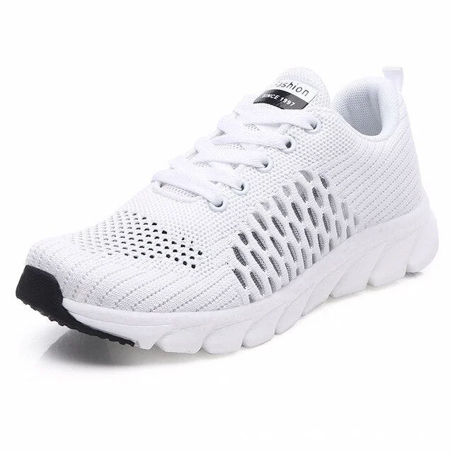 Women Mesh Sneakers 2021 New Breathable Women Flat Shoes Lightweight Casual Sports Shoes Ladies Lace-up Non-slip Sneakers Women
