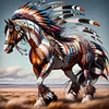 Indian Horse - 11CT Stamped Cross Stitch - 40*40cm - Animal