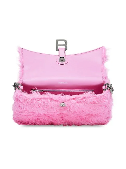 Balenciaga Downtown XS Shoulder Bag with Chain and Fake Fur