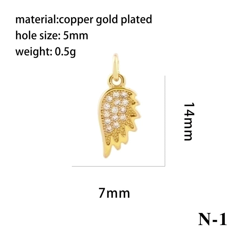 Ig Style Minimalist Angel Dolphin Crown Copper Plating Inlay Zircon 18k Gold Plated Charms