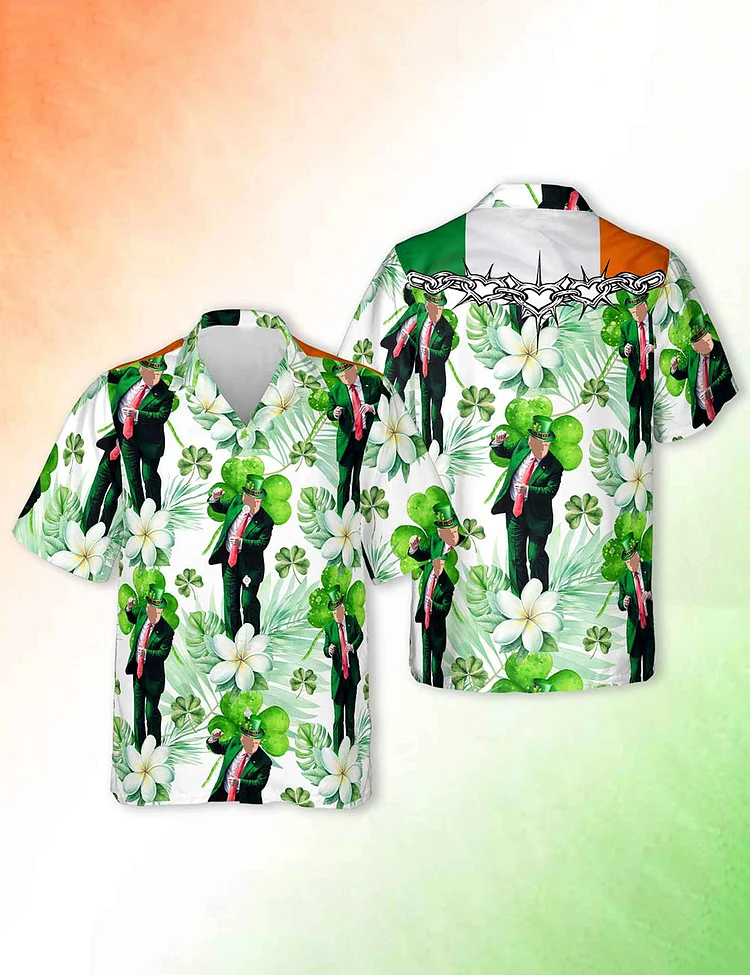 St Patrick's Day Funny Dancing Irish Flag Hawaiian Shirt